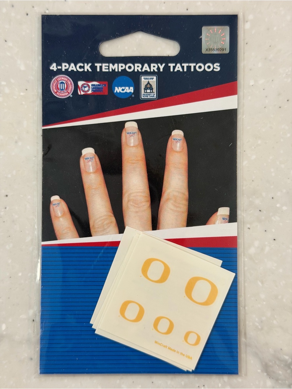 NWT Quantity of 3 Oregon Ducks 4-Pack “O" Logo Temporary Fingernail Tattoos